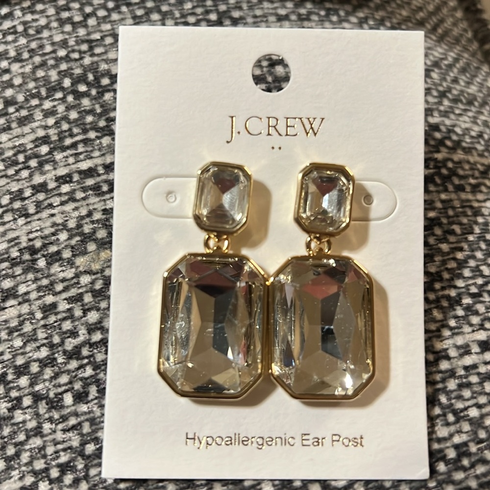 NWT J Crew Crystal drop statement earrings - Picture 2 of 6